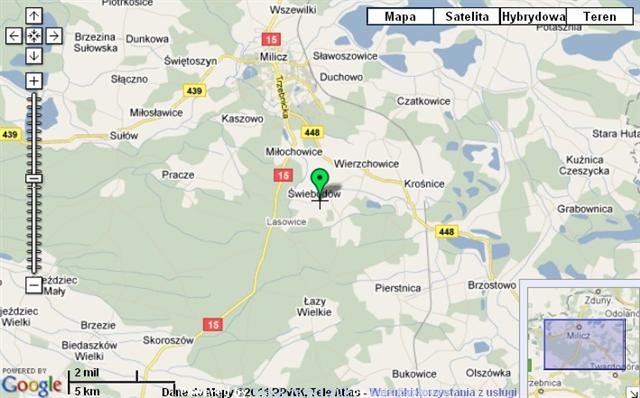 Przykładowy wygląd mapy śledzenia pozycji na trasie Przykładowy wygląd mapy śledzenia pozycji na trasie